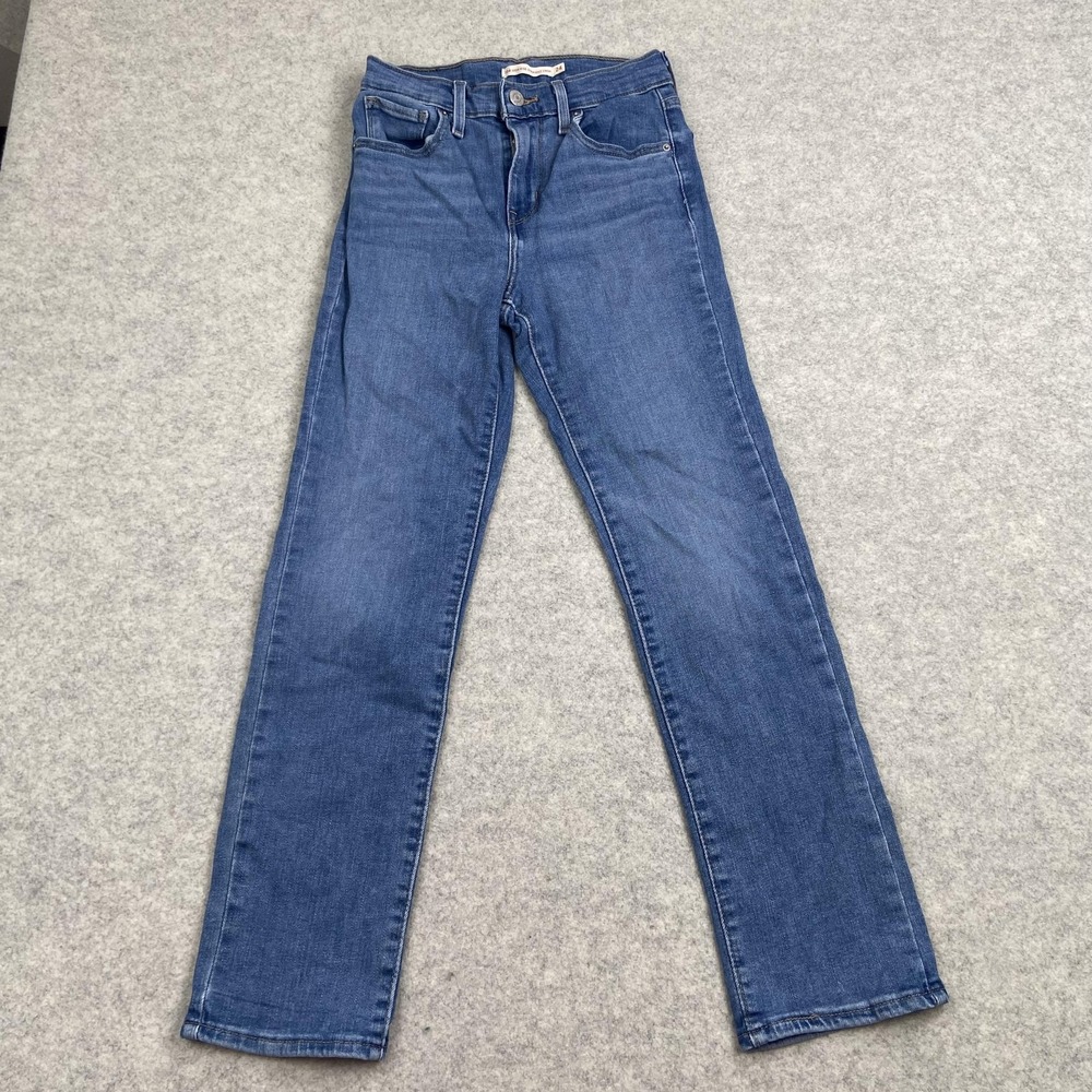 Levi's 724 High Rise Straight Crop Jeans Womens 24 (23x25) Blue Stretch Denim